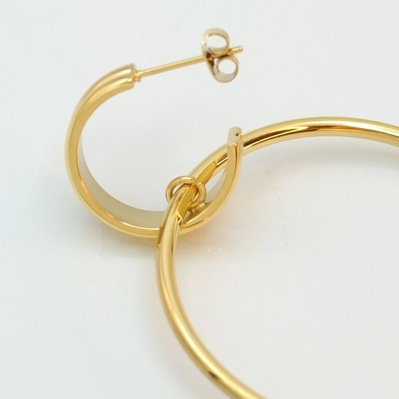 Danielle 18K Gold Plated Hoop Interlock Earrings - Picture 8 of 10